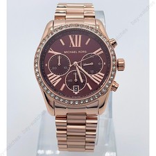 New Michael Kors MK7275 Lexington Lux Red Dial Rose Gold Analog Women's Watch