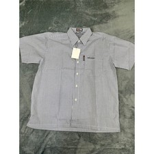 Men s Quiksilver Medium Blue/White Striped Short-Sleeve Shirt NWT