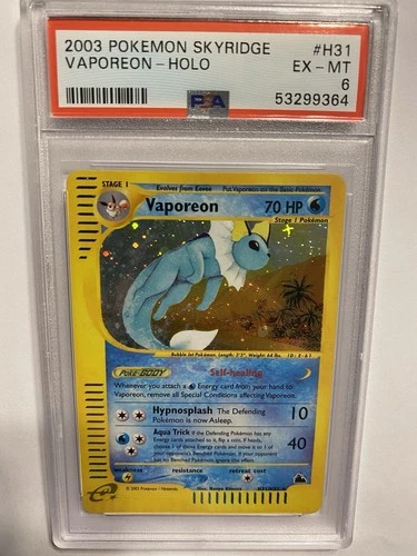 2003 Pokemon Skyridge H31 Vaporeon Holo Card PSA 6 EX-MT Rare Vintage