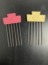 Goody Vintage Metal Hair Lift Picks, Pink And Light Yellow. 3 1/2 Inches.