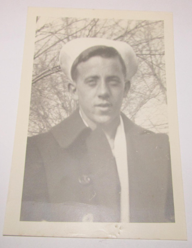 POSTCARD Print Card Navy Man / Sailor in P-Coat and Hat White Beanie Military