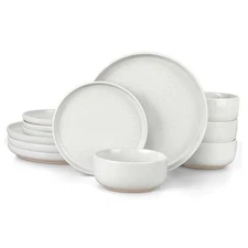  Dinnerware Dishes Sets for 4, 12 Piece Stoneware Plates and Bowls Sets, 
