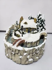 Vintage Thomas Kinkade Waterfall Tabletop Fountain 1997 Winter Cottage Scene
