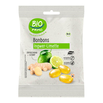 BIO PRIMO 2555848 BIO PRIMO Bio Ingwer-Limette Bonbons 60,0 g