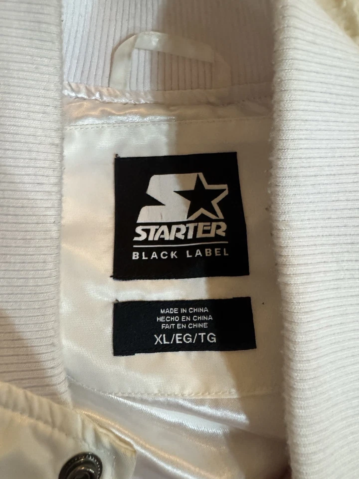 Atlanta Hawks Starter Black Label White Bomber Jacket Mens XL 50th Anniversary - Image 4 of 4