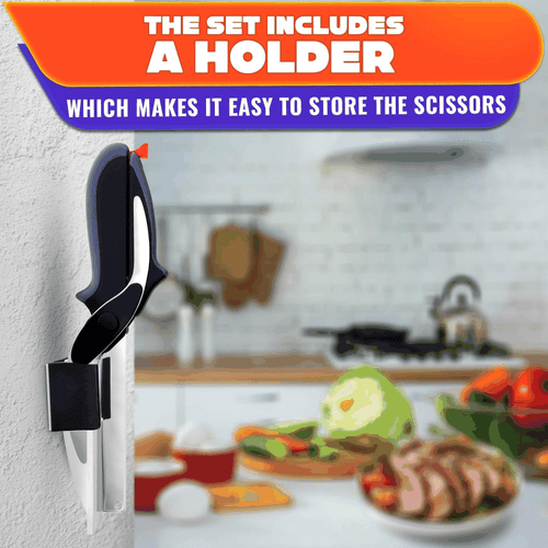 Forbici da Cucina per Alimenti – 2 in 1 Tagliere Forbici e Coltello con Bloccaggio - Foto 8 di 9