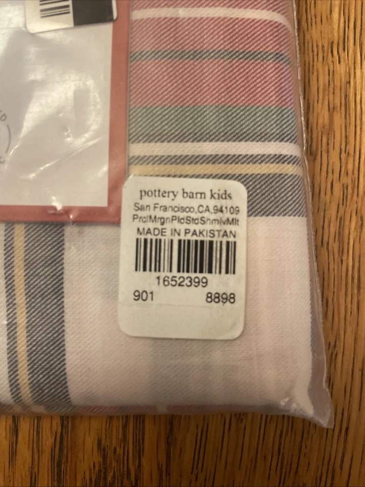NEW Pottery Barn Kids Morgan Plaid Organic Flannel Standard Sham, Red Multi NEW - Image 4 of 4