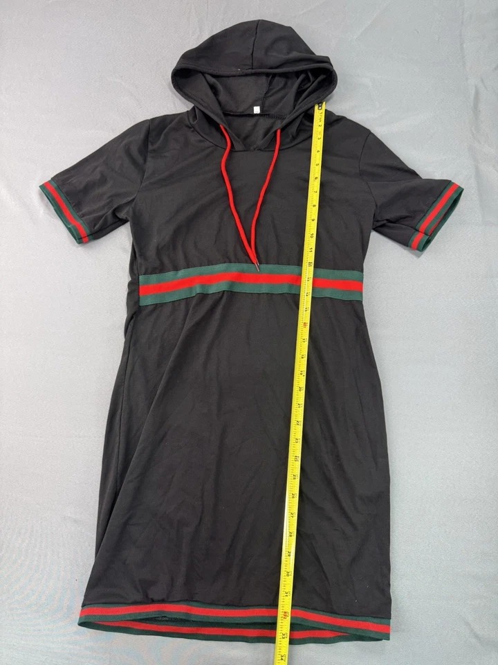 Mujer Manga Corta G U C I Estampado Con Capucha Damas Camiseta Vestido Negro Talla XL Foto 2 de 4