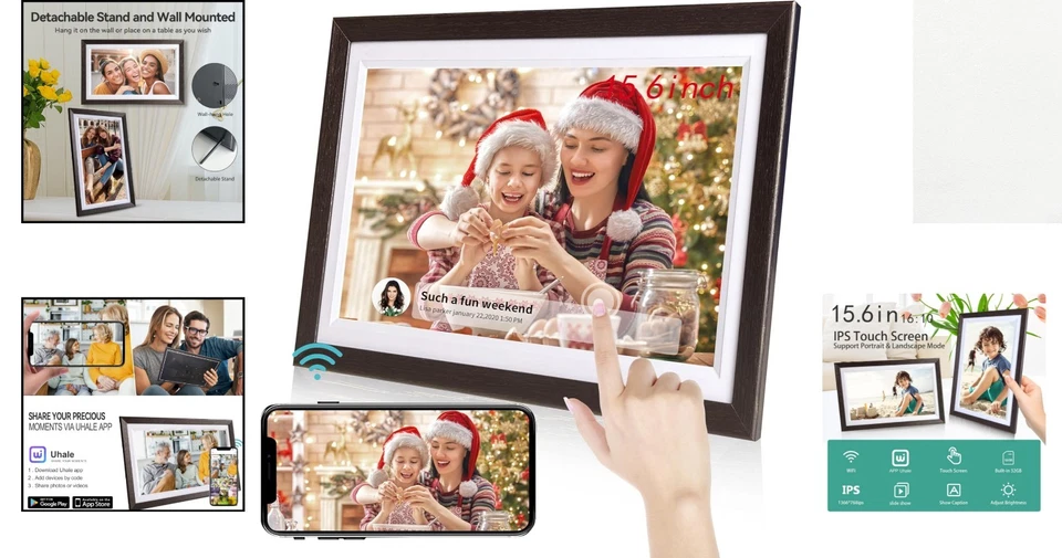 15.6 Inch WiFi Digital Photo Frame 1920x1080 HD Touch Screen Wall Mount - Image 2 of 4
