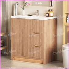 31" Wooden Bathroom Vanity with Ceramic Sink Storage Cabinet w/ Drawers