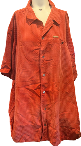 Camisa Columbia Roja Manga Corta Abotonada Para Hombre XXL Ventilada Secado Rápido Cuadros Poliéster
