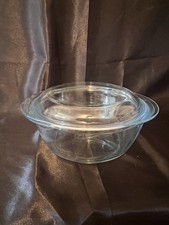 Pyrex Clear Glass Round Casserole Dish with Lid Made in France Vintage Cookware