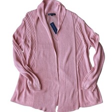 NWT Adrienne Vittadini Women s Pink Cardigan Sweater Open Front Size S