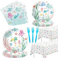 Under The Sea Party Decorations Tableware For Ocean Theme Birthday Baby Showe...