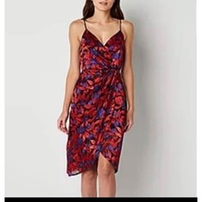 Worthington burnout floral print faux wrap whimsy-goth tank dress large. Event