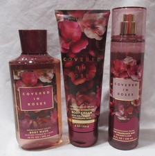 Bath Body Works Wash Cream Fine Fragrance Mist Set Lot of 3 COVERED IN ROSES