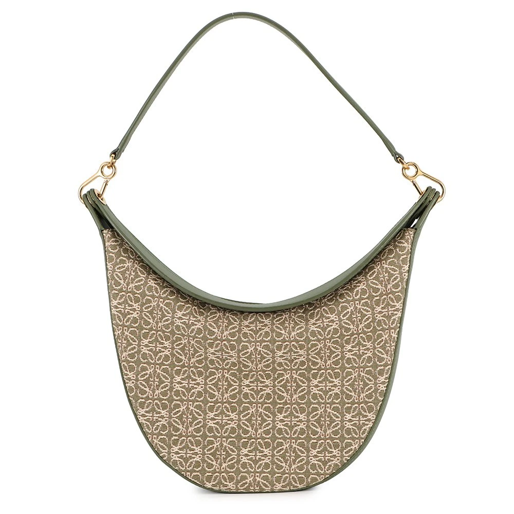Loewe — LOEWE Anagram Luna Bag Jacquard Shoulder Bag Canvas/Leather AvocadoGreen A92...