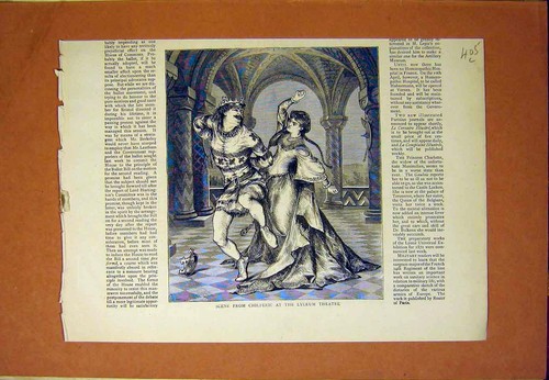 Original Old Antique Print Scene Chilperic Lyceum Theatre 1870 19th