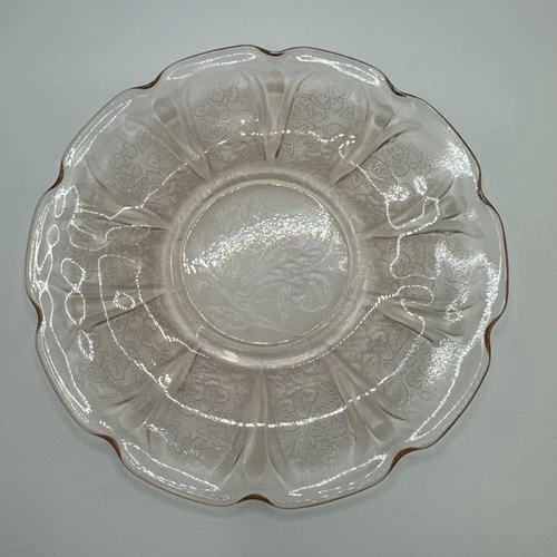 VINTAGE JEANNETTE PINK DEPRESSION GLASS SAUCER • CHERRY BLOSSOM GLASSWARE