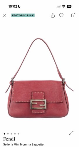 Fendi Baguette Shoulder Bag Red Leather