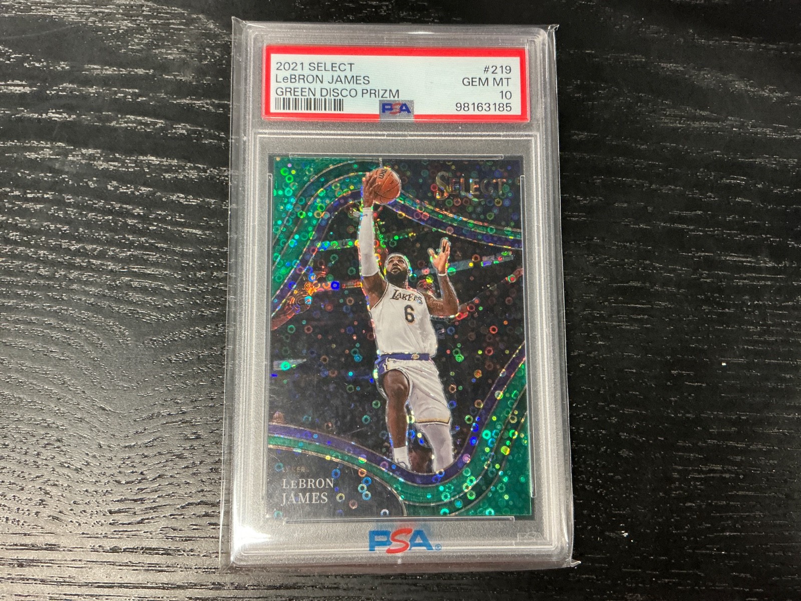 2021-22 Panini Select - Courtside LeBron James #219 GREEN Disco Prizm 5/5 PSA 10