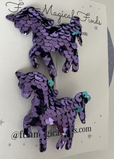 Beautiful Purple Unicorn Inspired Set of Pig Tail hair bows for girls. 2.5  