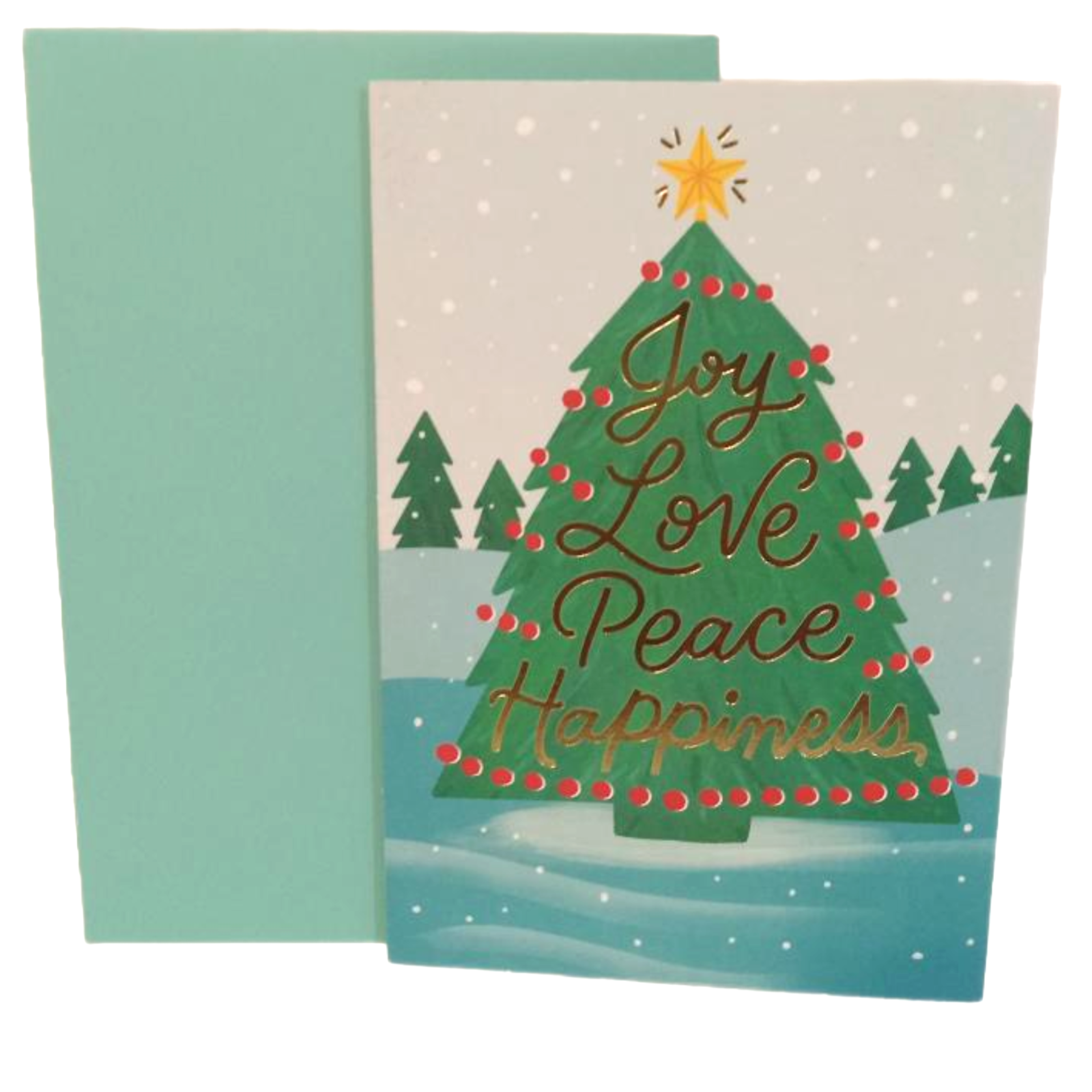 Hallmark Christmas Video Greeting Card Green Gold Joy Love Peace Happiness