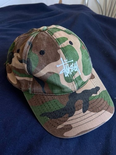 Vintage 90s Stussy Camo Hat Cap Military Embroidered Think Skateboarding Fuct - Bild 2 von 7