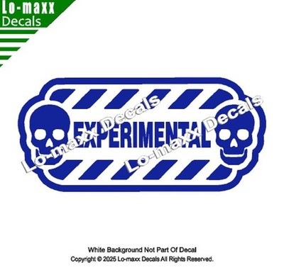 EXPERIMENTAL Skull Hazard Stripe Die Cut Vinyl Decal Sticker Lab Warning Sign