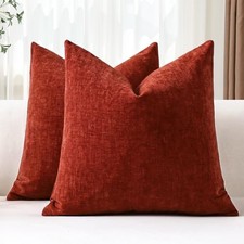 Pack of 2 Throw Pillow Covers 18x18 Inch Soft 18" x 18" Pack of 2 Rust