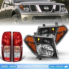 4 Pc Set For 2005 06 07 08 Nissan Frontier Black Headlights Red Tail Lights 4 Pc Set For 2005 06 07 08 Nissan Frontier Black Headlights Red Tail Lights