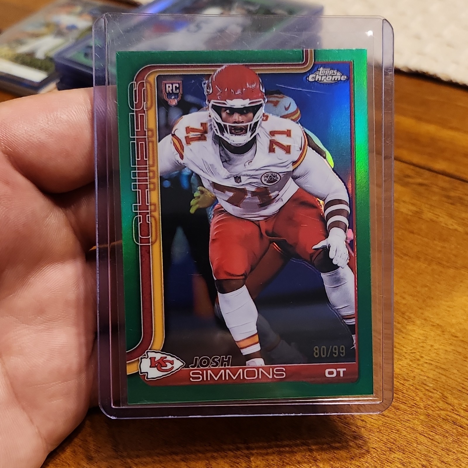 Topps Chrome Green Rookie Josh Simmons #304 Chiefs RC /99 2025