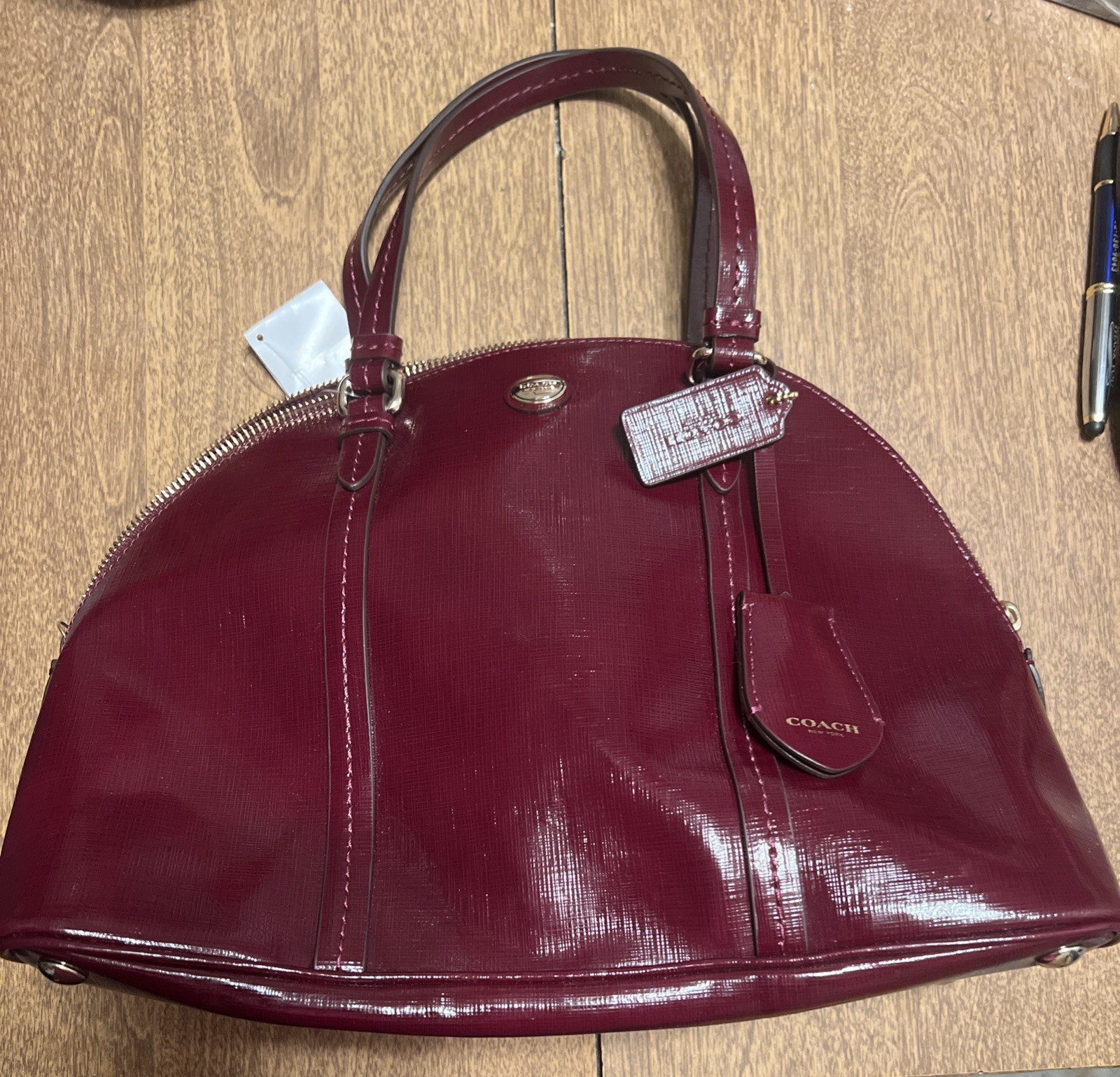 COACH F25671 PEYTON LEATHER CORA DOMED BEAUTIFUL SATCHEL PURSE BAG Sherry NWT