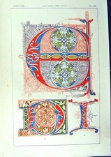 Antique Old Print Ref.780 1860 Art Illuminating Colour Patterns Shapes Design