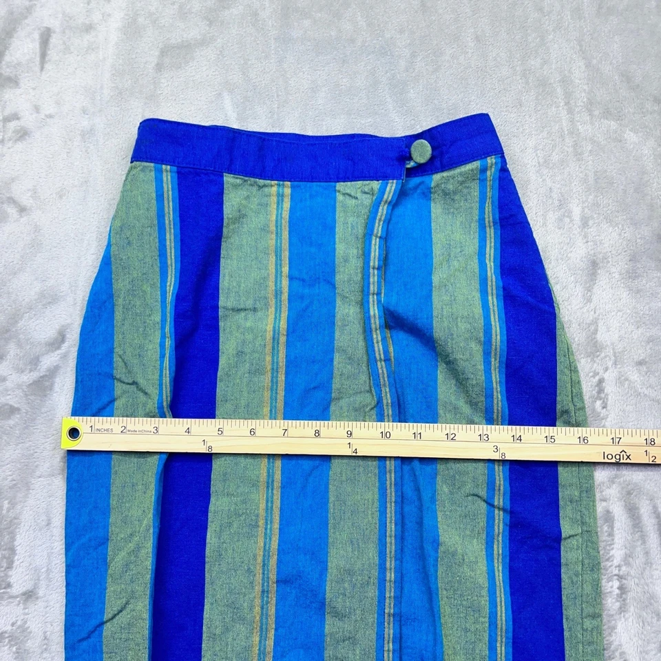 Falda midi a rayas Esprit de colección detalle de botones cintura alta talla 3/4 se adapta a 23" boho retro Foto 3 de 4