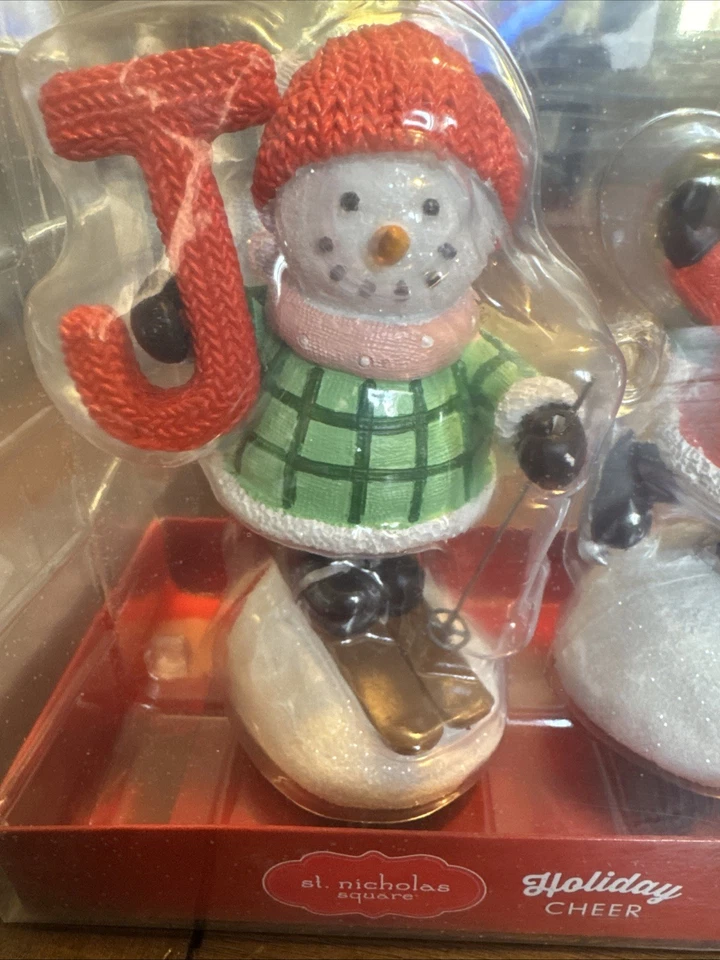 St. Nicholas Square JOY  Set 3 Piece  Snowman Holiday Table Decor Christmas New  - Image 2 of 4
