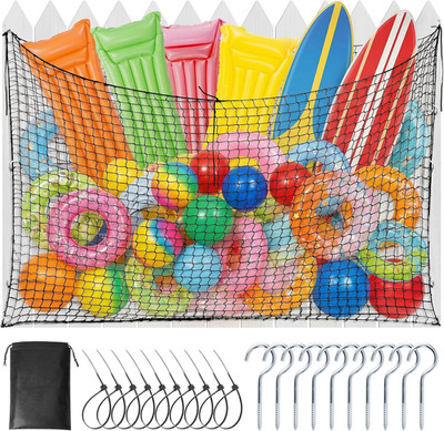 Extra Large Pool Float Storage Bag,79×47 in Hanging Pool Toy Organizer with 10 H