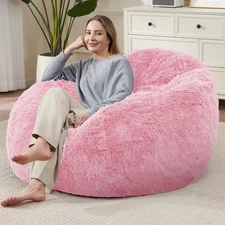 Bean Bag Cover (No Filler), Soft Faux Fur Stuffed Animal Bean Bag Storage Onl...