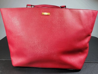 Kate Spade Purse Tote Newbury Lane Jules Hot Pink Crosshatched