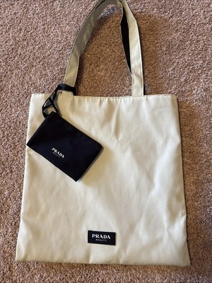 Prada Beauty Shoulder Tote Bag Light Green & Black Reversible New