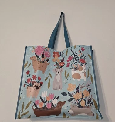 Dogs Dog Planters Flowers Gift Bag Reusable Recycled Tote Shopping TJMaxx New!