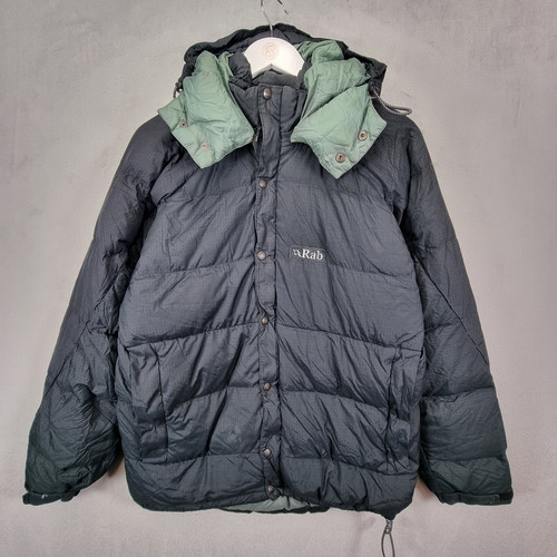 Rab Puffer Jacket Mens Small Black Down Filled Pertex Winter Coat - Picture 1 of 16