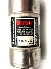 Buss Fusetron FRS R 200 Dual Element Time Delay Fuse 600V 200 Amp Class RK5