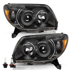 Projector Headlights 2006-2009 4Runner Black Amber Reflector with Bulbs