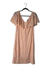 Lauren Ralph Lauren Dress Size 12 Pink Full Lace Sheath Fllutter Sleeve Formal