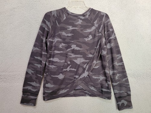 Athleta Girls Sweater Size 14 Grey Camo Pullover Kids Athleisure Sweatshirt - Picture 2 of 9