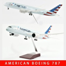 18" 1/130 American 787 Airplane Model LED Diecast Aircraft Model W/Light Wheel