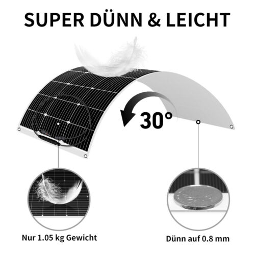 Dokio Solarpanel 12v 200W Flexibel Solarmodul Kit für Batterie Camping Wohnmobil - Bild 3 von 12