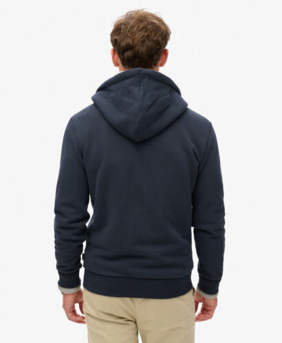 Superdry Sudadera con Capucha Cremallera Completa Manga Larga Neón Logo Cremallera Azul Marino Naranja - Imagen 4 de 5