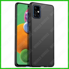 Cover per Samsung Galaxy A51 Nera Silicone Custodia Protezione Pellicola Vetro
